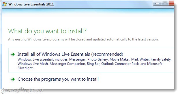 instal Windows Live Essential