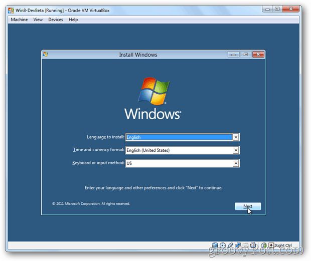 Menu instalasi VirtualBox Windows 8