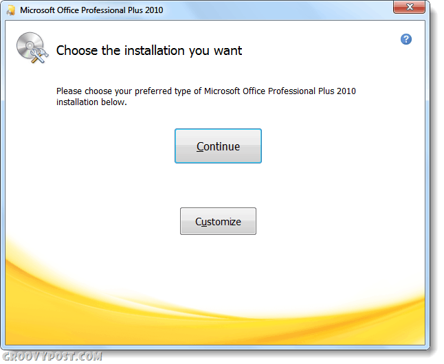 pilih tipe instalasi office 2010