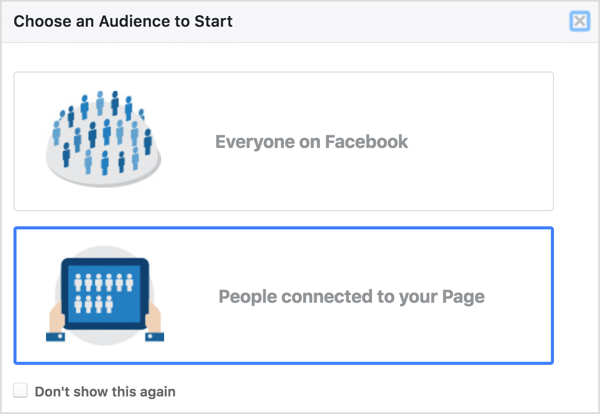 Pilih Orang yang Terhubung ke Halaman Anda di Facebook Audience Insights.