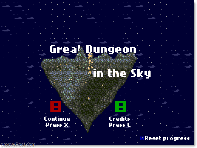Great Dungeon In The Sky Menu Utama