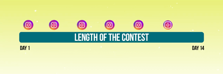 grafis yang menggambarkan garis waktu posting promosi untuk kontes Instagram