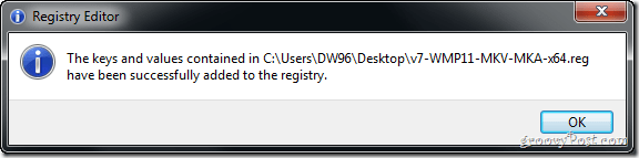 kunci registri berhasil diiklankan ke komputer