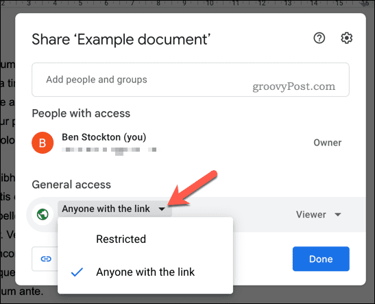 Tetapkan izin berbagi untuk Google Documents
