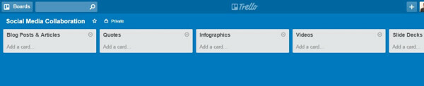 papan trello untuk jenis konten sosial