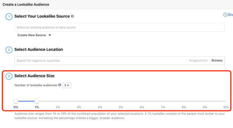 Buat jendela penyiapan Pemirsa Serupa di Pemirsa Facebook