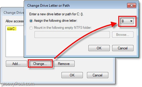 menetapkan huruf drive baru ke hard disk windows 7 Anda