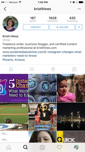 contoh profil bisnis instagram