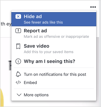 Sembunyikan iklan di Facebook.
