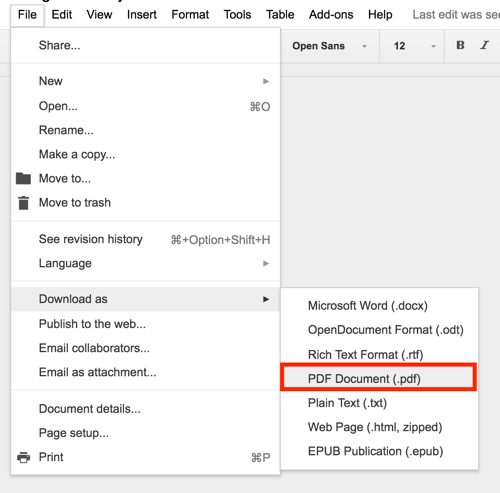 Google Drive memungkinkan Anda mengekspor dokumen apa pun sebagai PDF.