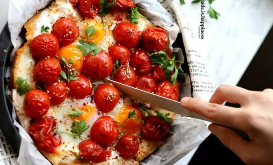 Bagaimana cara membuat kue roti keju, telur, dan tomat untuk sarapan?