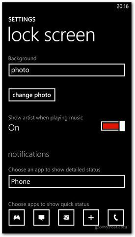 Windows Phone 8 menyesuaikan opsi layar kunci