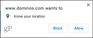 Situs Web Chrome Meminta Lokasi