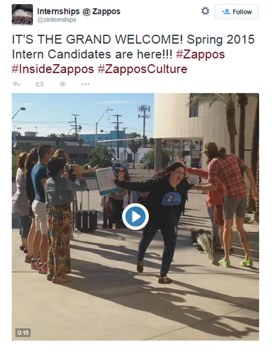 tweet video selamat datang magang zappos