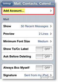 Apple iPhone dan iPod Touch Tambah Akun Email