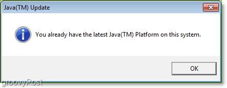 Tangkapan layar: Pembaruan Windows 7 Java Periksa Jucheck.exe Lengkap