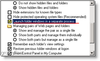 Buka jendela folder dalam proses terpisah