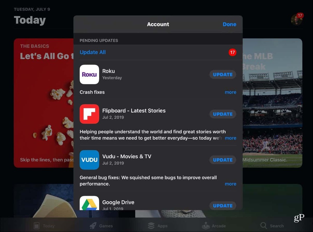 Cara Menemukan dan Memperbarui Aplikasi secara manual di iOS 13 di App Store