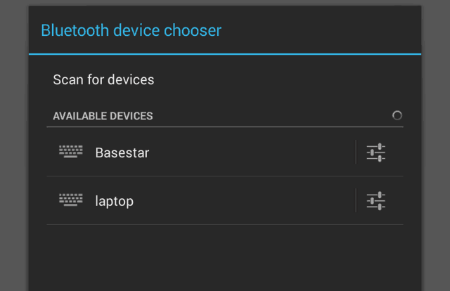 Pemilih perangkat Android Bluetooth