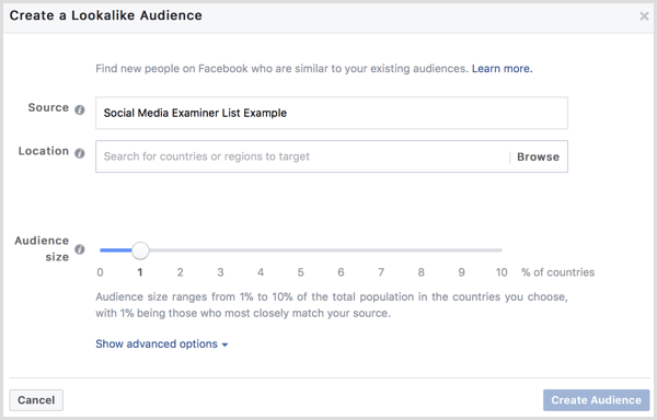Facebook membuat audiens yang mirip