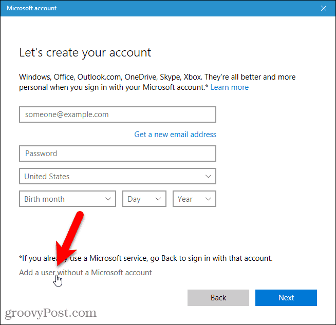 Tambahkan pengguna tanpa akun Microsoft