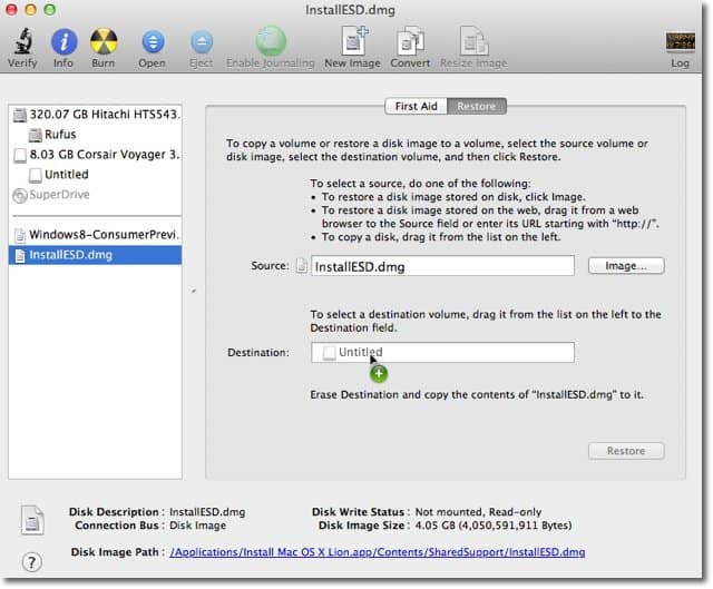 Apple OS X Lion: Cara Membuat Bootable Disk Image