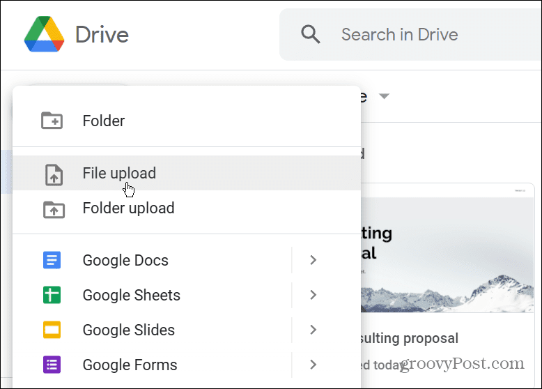 Unggah File Google Drive