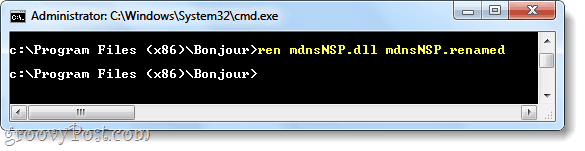 ganti nama mdnsnsp.dll untuk mencegah bonjour memuat