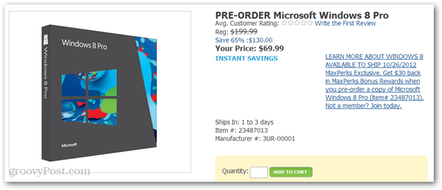 Beli Windows 8 Pro seharga $ 40 dari Amazon (DVD-ROM, $ 69,99 plus $ 30 Kredit Amazon)