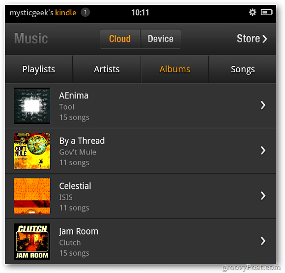 Kindle Fire Music dari Cloud Player