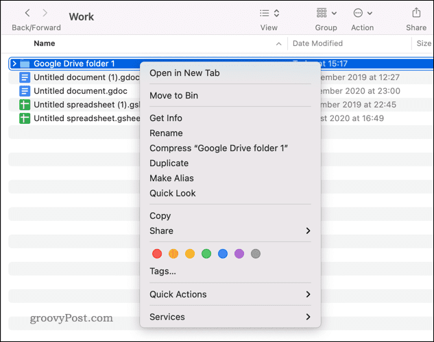 Menyalin folder di Google Drive di Mac