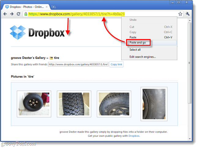 rekatkan tautan untuk melihat dropbox online