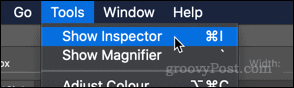Tampilkan opsi Inspektur di aplikasi Pratinjau macOS