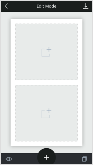 Ketuk ikon + di templat Unfold untuk menambahkan konten Anda.