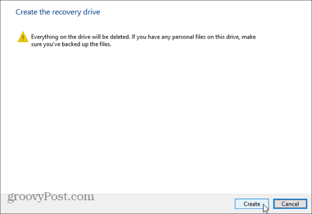 data akan dihapus pesan pemulihan drive windows 11
