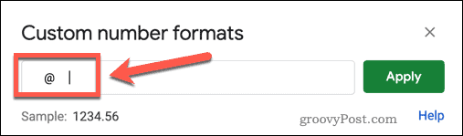 Memilih format angka di Google Spreadsheet