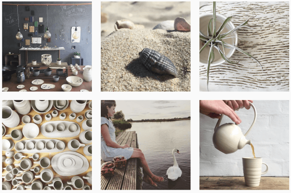Illyria Pottery menggunakan satu filter untuk membuat umpan Instagram yang kohesif.
