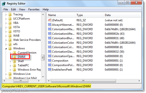 buka kunci dwm registry di windows 7