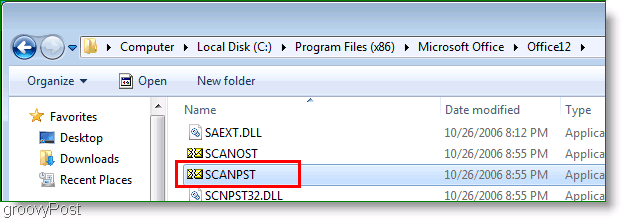 Cuplikan layar - Outlook 2007 ScanPST