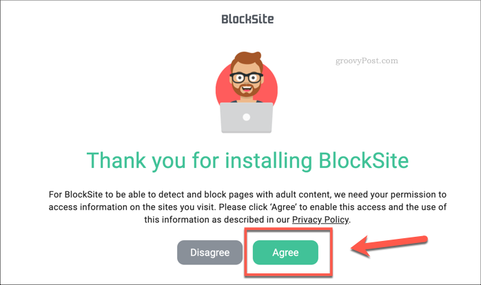 Menyetujui izin untuk ekstensi Situs Blok