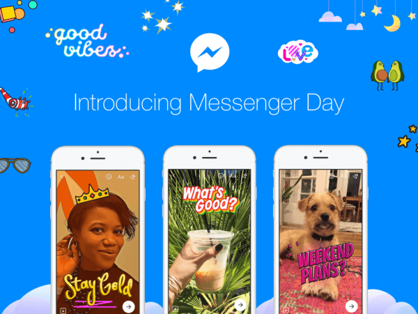 Facebook meluncurkan Messenger Day, cara baru bagi pengguna untuk berbagi foto dan video yang terjadi di Aplikasi Messenger mandiri.