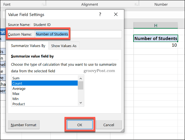 Mengganti label header di tabel pivot Excel