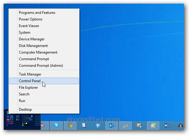 Panel Kontrol Windows 8 Power Menu