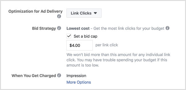 Tetapkan batas tawaran iklan Facebook.