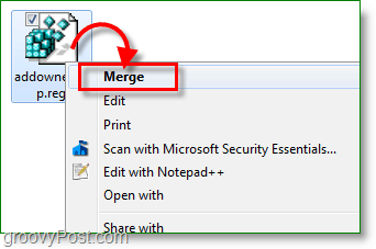 Tangkapan layar Windows 7 - menggabungkan perbaikan kunci registri