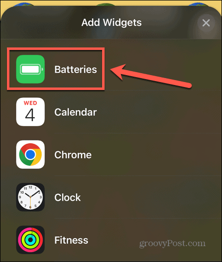 iphone menambahkan widget baterai