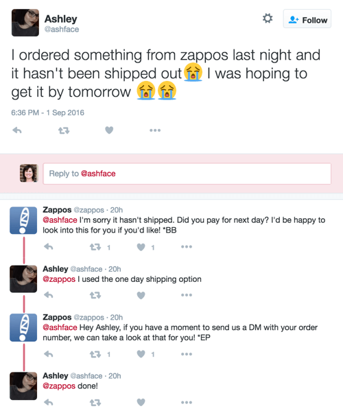 tweet layanan pelanggan zappos