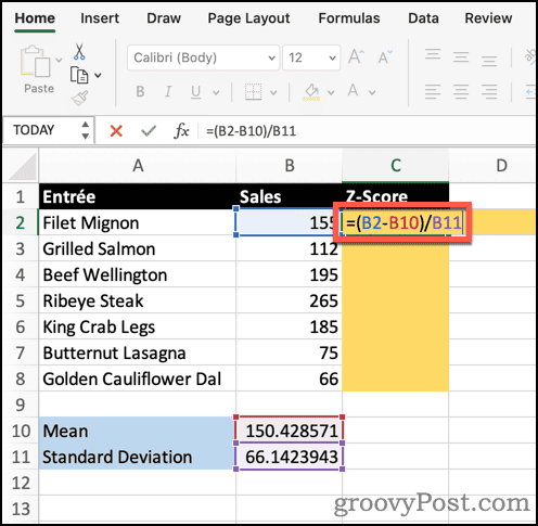 Hitung Z-Score di Excel