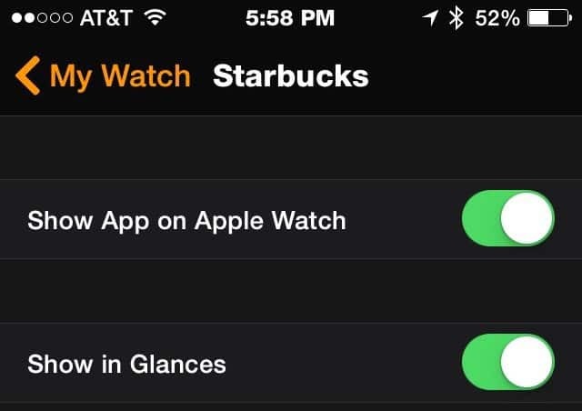 Aplikasi Starbucks - Apple Watch