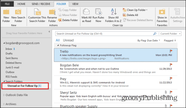 Folder pencarian Outlook 2013 ditindaklanjuti